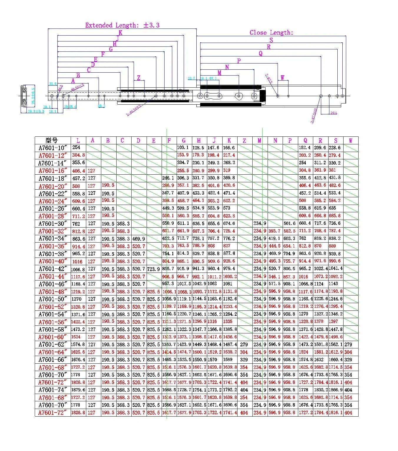 YM 76MM Width Heavy Duty Ball Bearing Drawer Slides 500 lbs