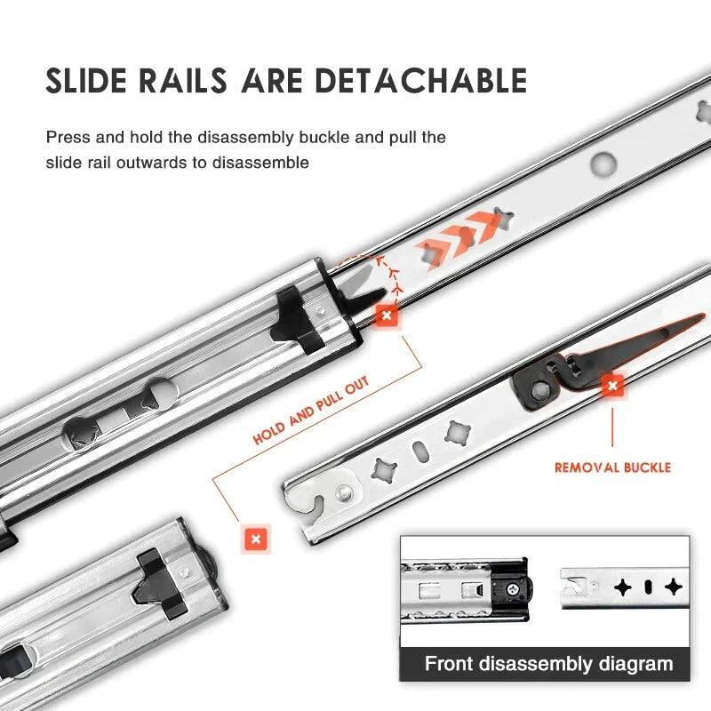 YM 12-32''53mm Soft Close Heavy Duty Drawer Slides Loading capacity260LB Guides Full Extension Ball Bearing Rails 1 Pair - YM HARDWARES CO., LTD