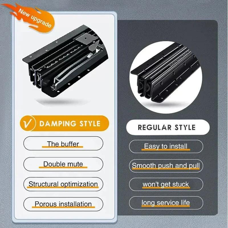 YM 47mm 1Pair Bottom Mount Soft Close Stair Drawer Slides Load Bearing 260LB Full Exhibition Buffer Rail Ball Bearings - YM HARDWARES CO., LTD