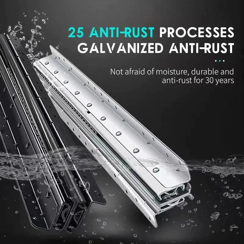 YM 47mm 1Pair Bottom Mount Soft Close Stair Drawer Slides Load Bearing 260LB Full Exhibition Buffer Rail Ball Bearings - YM HARDWARES CO., LTD
