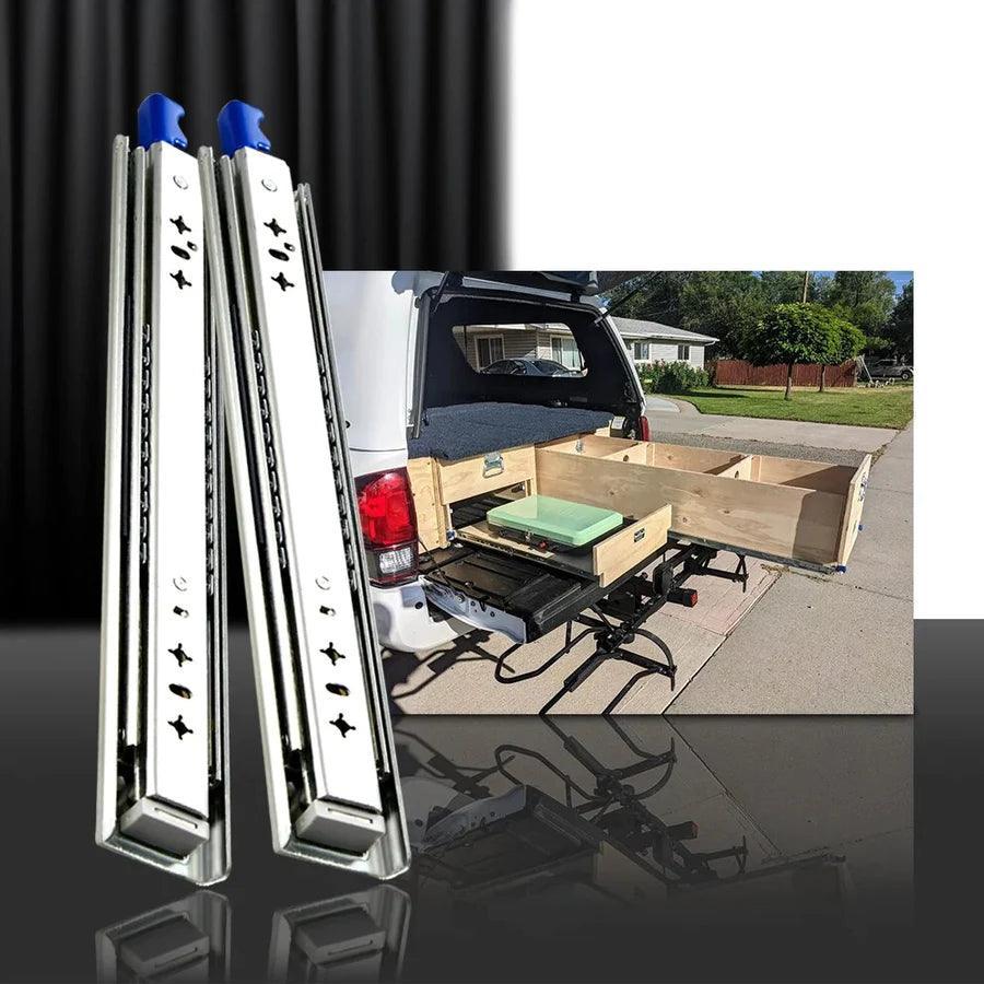 YM Heavy Duty Industrial Drawer Slides 53mm Locking 3 Fold Full Extension Ball Rails Bearing Capacity 120kg 1 Pair - YM HARDWARES CO., LTD