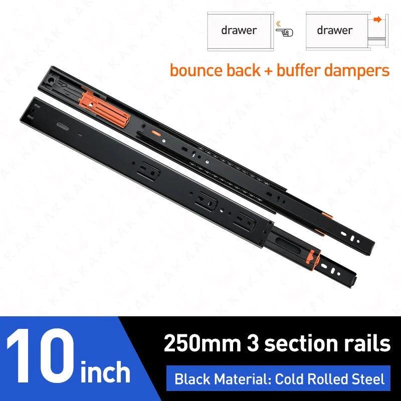 YM 10" - 22" Stainless Steel Drawer Slides Soft Close Drawer Track Rail Sliding Three-Section Cabinet Slides Furniture Hardware - YM HARDWARES CO., LTD