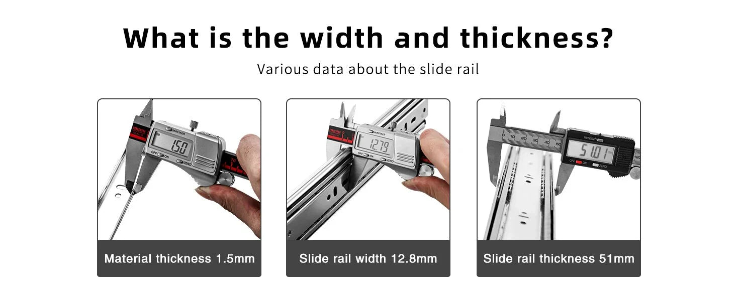 YM Heavy drawer Slides 51 mm Width  Locking Bearing 150 lbs